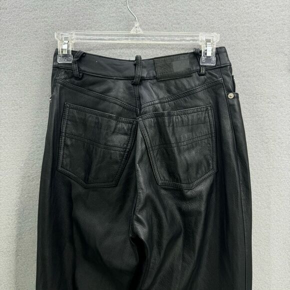Vintage Y2K Tommy Hilfiger Straight Leg Black Genuine Leather Pants Size 4 STUNN - Picture 3 of 12